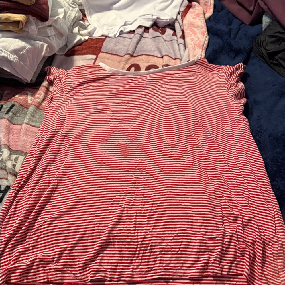 Copper Key Red and White Striped Short Sleeve Tee